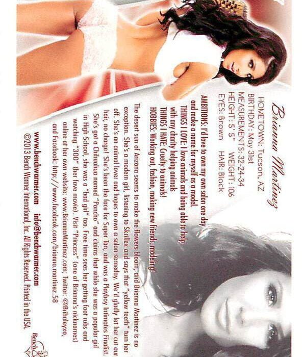 2013 Brianna Martinez #77 Bench Warmer BubbleGum Rookie - back