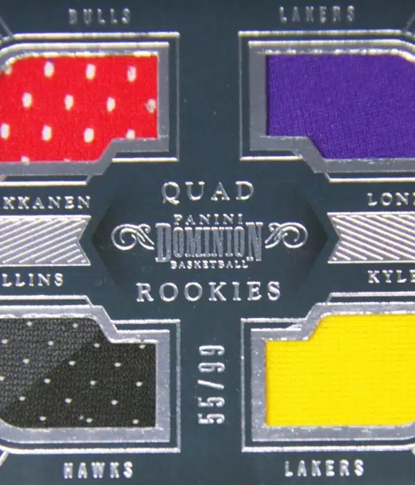 2017-18 Lauri Markkanen, Lonzo Ball, John Collins & Kyle Kuzma #37 Panini Dominion Quad Relic Rookies SN#55 -detail