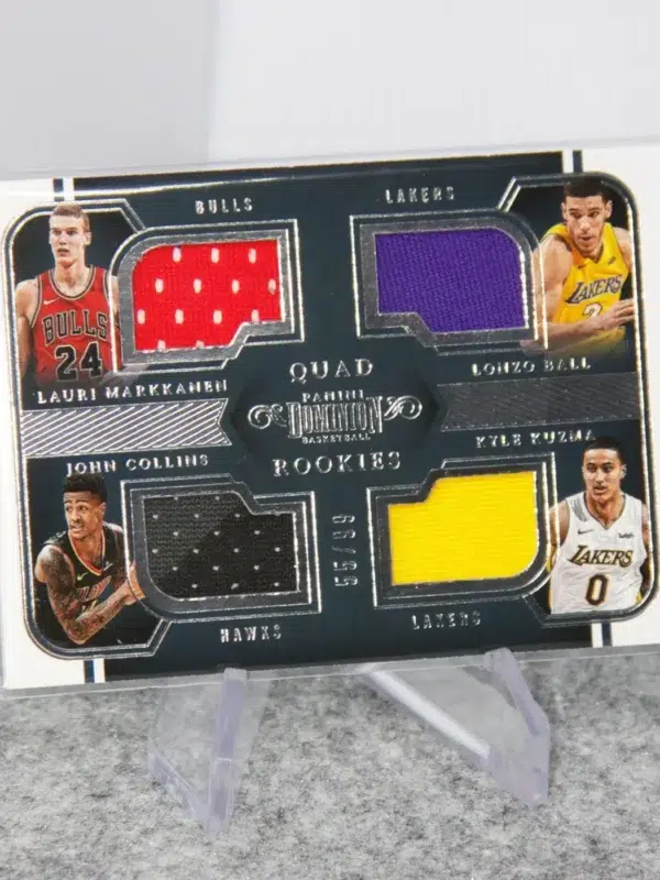 2017-18 Lauri Markkanen, Lonzo Ball, John Collins & Kyle Kuzma #37 Panini Dominion Quad Relic Rookies SN#55 -stand