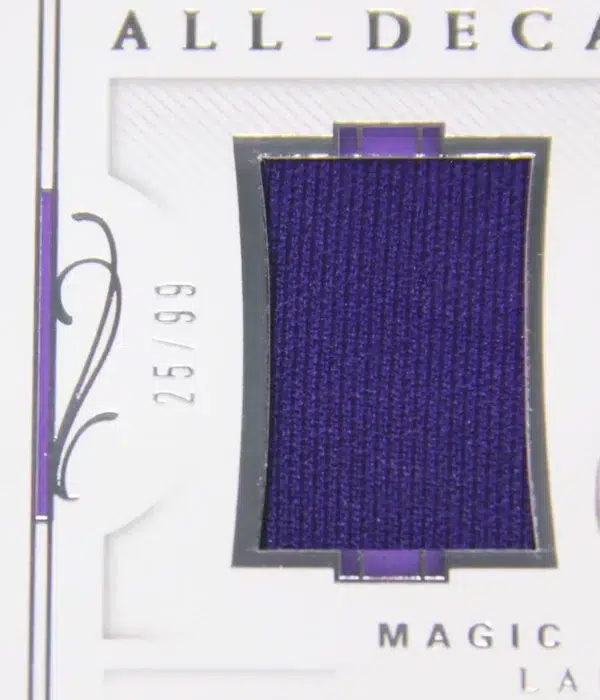 2017-18 Magic Johnson #ADM-7 Panini National Treasures All-Decade 1980s Materials SN#25 - detail