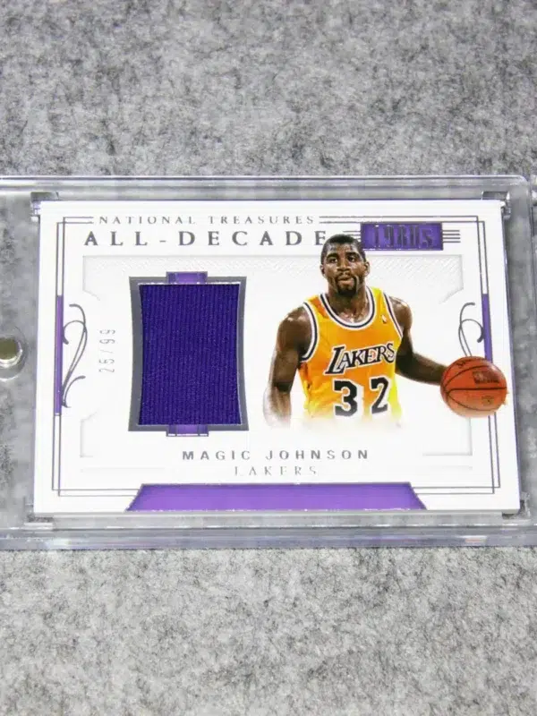 2017-18 Magic Johnson #ADM-7 Panini National Treasures All-Decade 1980s Materials SN#25 - front