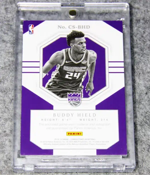 2018-19 Buddy Hield #CS-BHD Panini Cornerstones Quad Jersey Autographs SN#39 - back