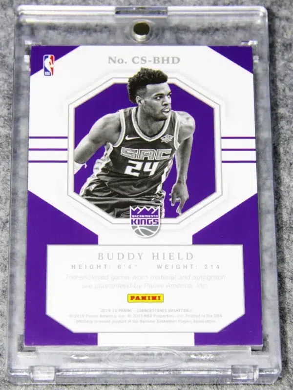 2018-19 Buddy Hield #CS-BHD Panini Cornerstones Quad Jersey Autographs SN#39 - back