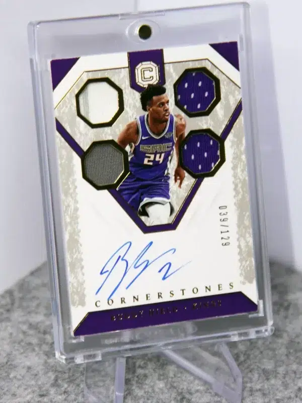 2018-19 Buddy Hield #CS-BHD Panini Cornerstones Quad Jersey Autographs SN#39 - stand