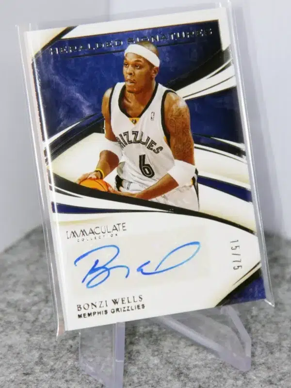 2019-20 Bonzi Wells #HS-BWL Panini Immaculate Heralded Signatures SN#15 - stand