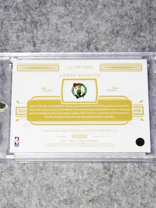 2020-21 Aaron Nesmith #DP-ANS Panini Flawless Dual Patch Gold SN#1 - back