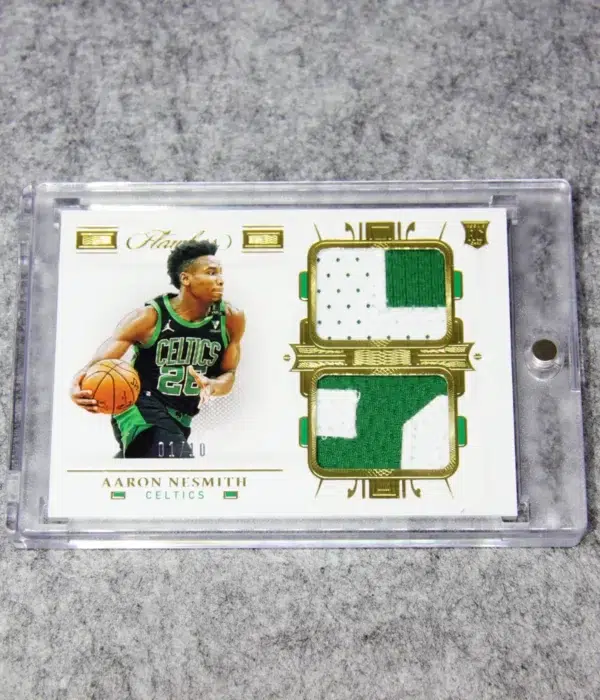 2020-21 Aaron Nesmith #DP-ANS Panini Flawless Dual Patch Gold SN#1 - front