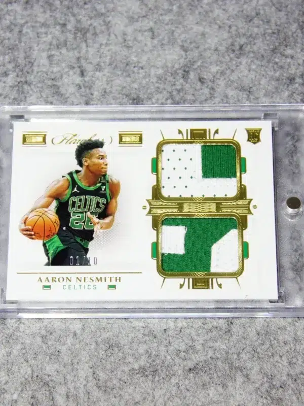 2020-21 Aaron Nesmith #DP-ANS Panini Flawless Dual Patch Gold SN#1 - front