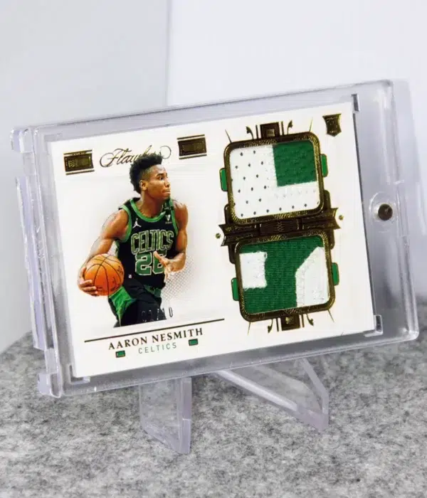 2020-21 Aaron Nesmith #DP-ANS Panini Flawless Dual Patch Gold SN#1 - stand