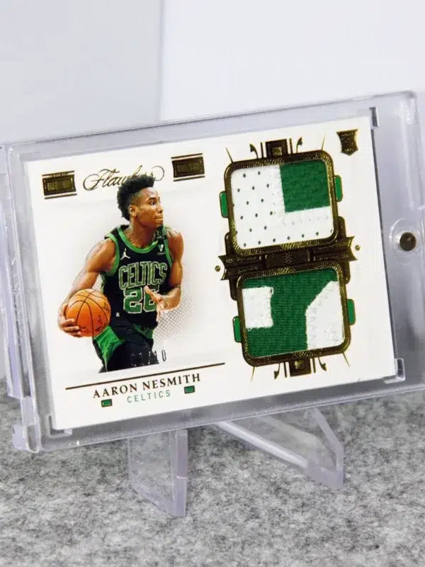 2020-21 Aaron Nesmith #DP-ANS Panini Flawless Dual Patch Gold SN#1 - stand