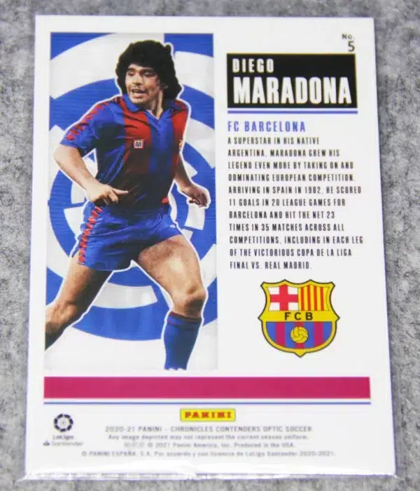 2020-21 Diego Maradona #5 Panini Chronicles Contenders Optic Historic Ticket - back