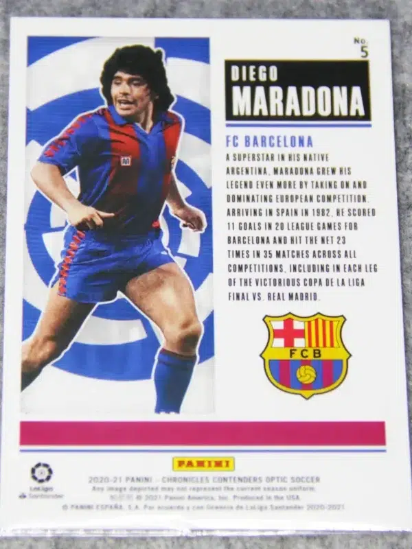 2020-21 Diego Maradona #5 Panini Chronicles Contenders Optic Historic Ticket - back