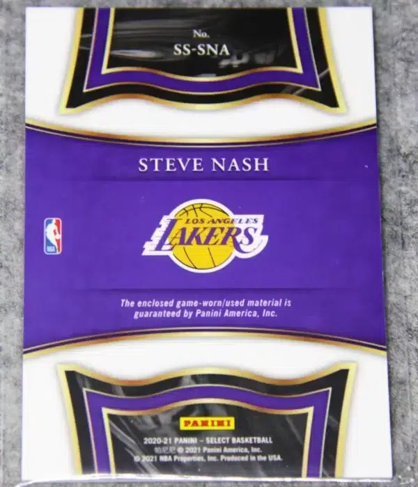 2020-21 Steve Nash #SS-SNA Panini Select Selective Swatches - back