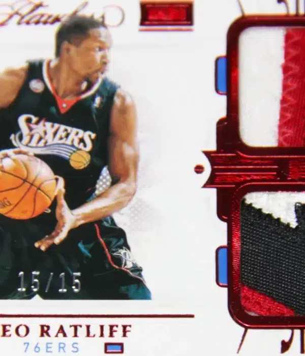 2020-21 Theo Ratliff #DP-TRL Panini Flawless Dual Patch Red SN#15 - detail