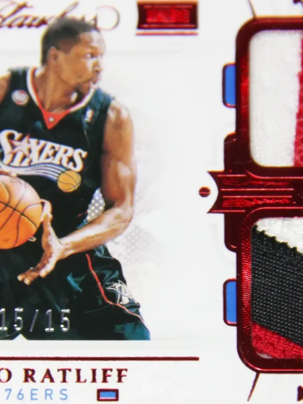 2020-21 Theo Ratliff #DP-TRL Panini Flawless Dual Patch Red SN#15 - detail