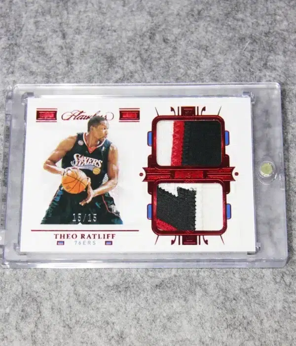 2020-21 Theo Ratliff #DP-TRL Panini Flawless Dual Patch Red SN#15 - front