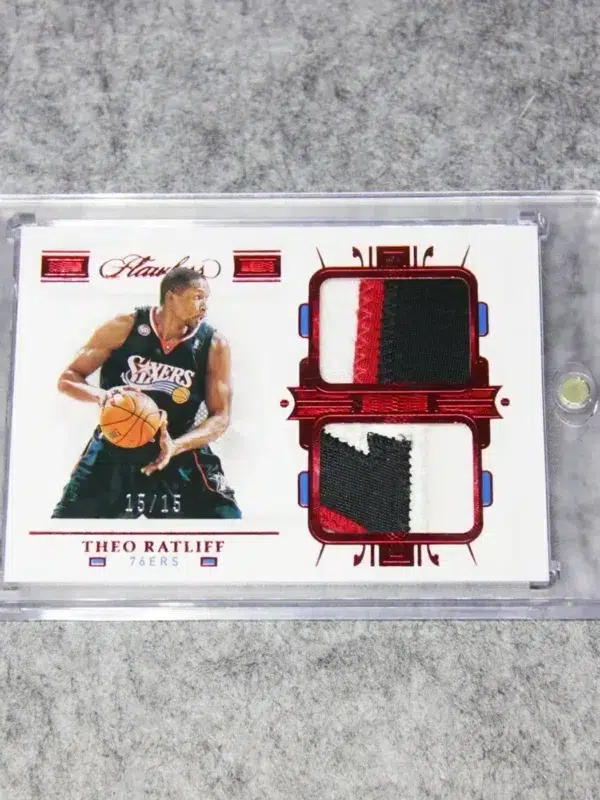 2020-21 Theo Ratliff #DP-TRL Panini Flawless Dual Patch Red SN#15 - front