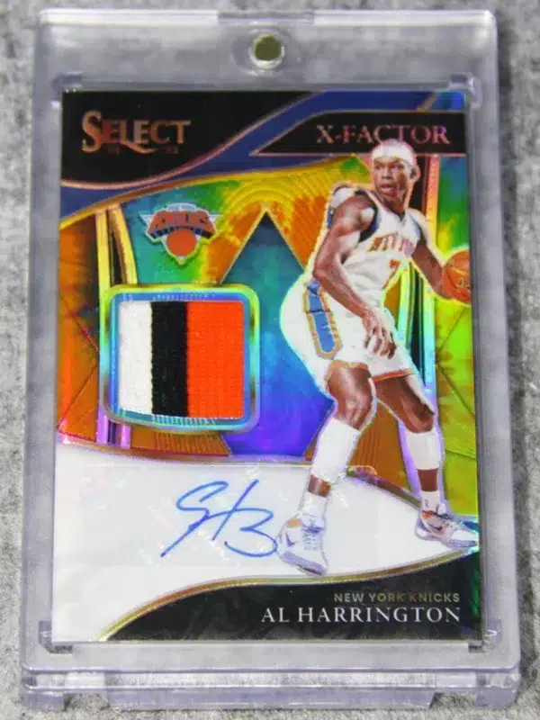 2021-22 Al Harrington #XF-AHR Panini Select X-Factor Tie Dye Prizm Autograph SN#18 - front
