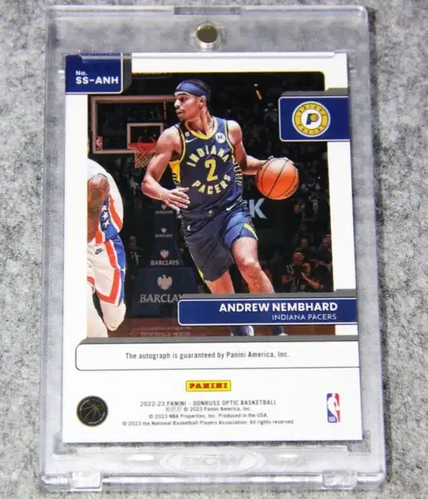 2022-23 Andrew Nembhard #SS-ANH Panini Donruss Optic Signature Series Autograph RC - back