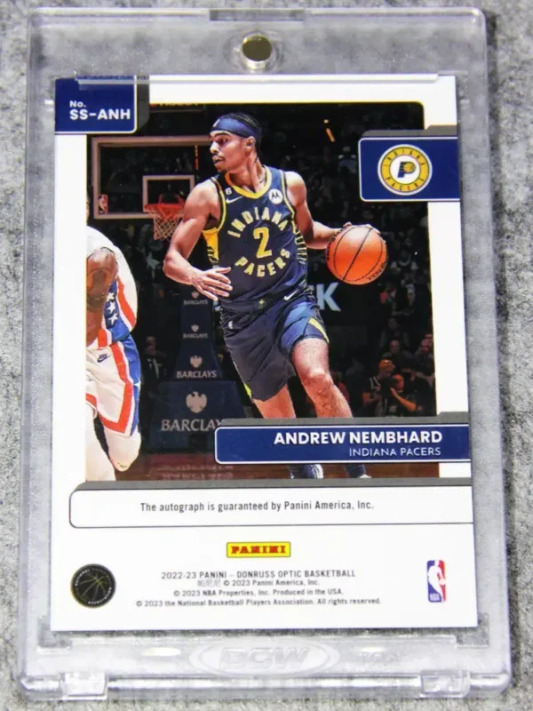 2021-22 Andrew Nembhard #SS-ANH Panini Donruss Optic Signature Series Autograph RC - back