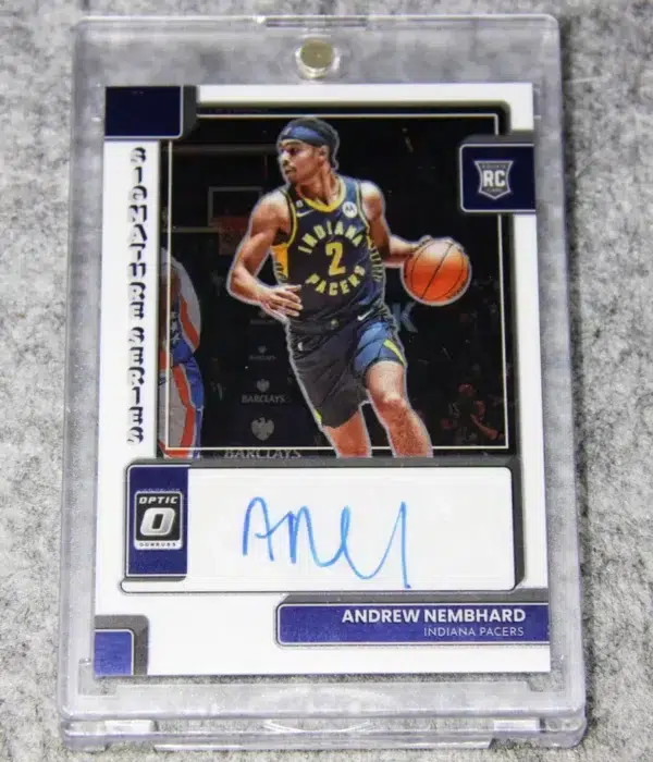 2022-23 Andrew Nembhard #SS-ANH Panini Donruss Optic Signature Series Autograph RC - front