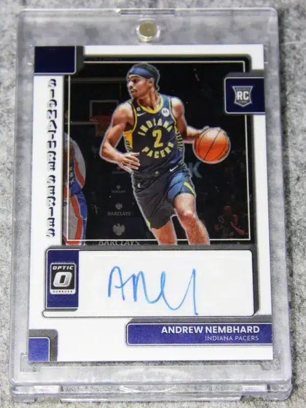 2021-22 Andrew Nembhard #SS-ANH Panini Donruss Optic Signature Series Autograph RC - front