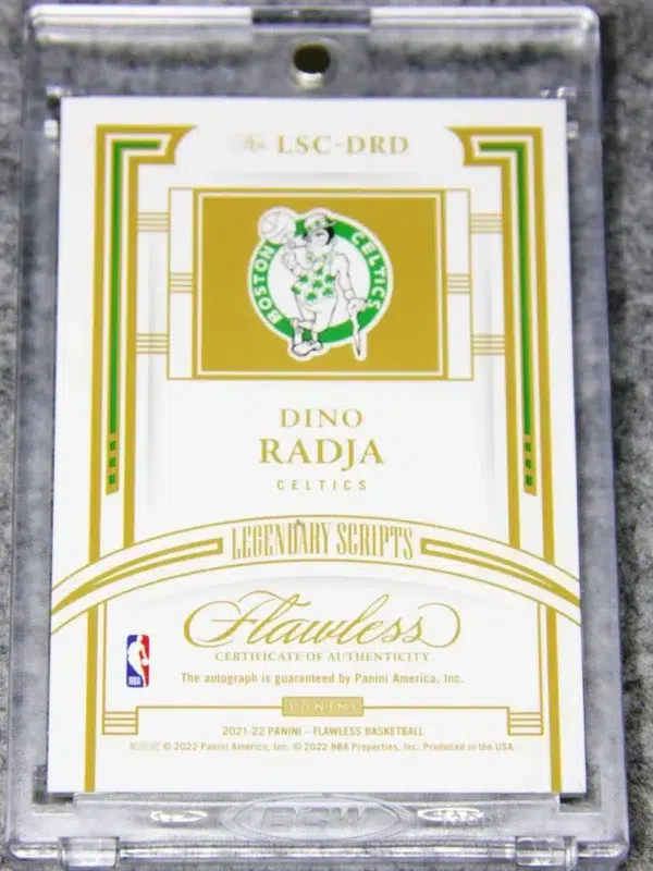 2021-22 Dino Radja #LSC-DRD Panini Flawless Legendary Scripts Autograph Silver SN#21 - back
