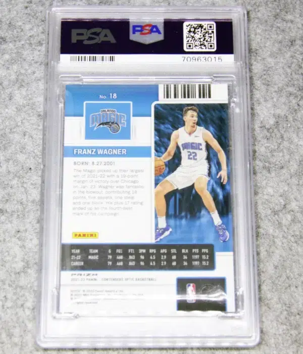 2021-22 Franz Wagner #18 Panini Contenders Optic Rookie Ticket Silver Prizm RC PSA 9 MT - back
