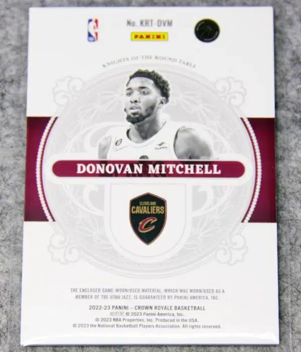 2022-23 Donovan Mitchell #KRT-DVM Panini Crown Royale Knights of The Round Table - back