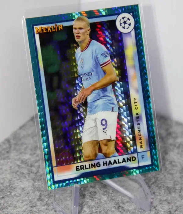 2022-23 Erling Haaland #92 Topps Merlin UEFA Champions League Aqua Refractor - stand