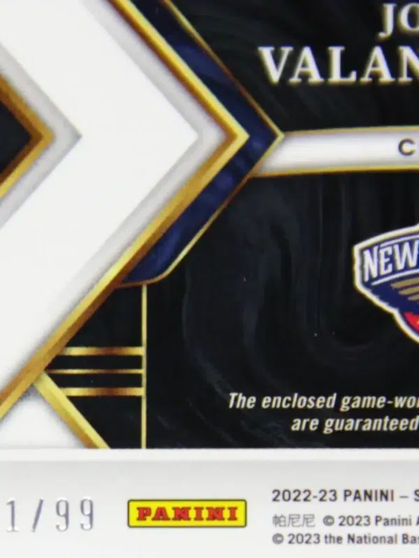 2022-23 Jonas Valanciunas #AM-JVL Panini Select Autographed Memorabilia Purple Prizm SN#41 - detail