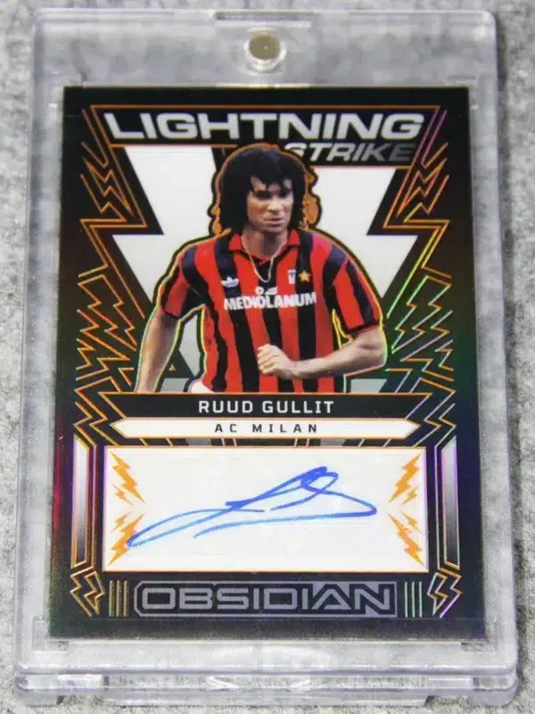 2022-23 Ruud Gullit #LS-RGU Panini Obsidian Lightning Strike Electric Etch Orange Autograph SN#26 - front