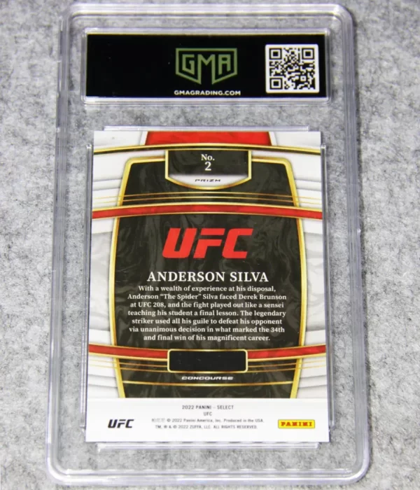 2022 Anderson Silva #2 Panini Select UFC Concourse Green Purple Prizm - back