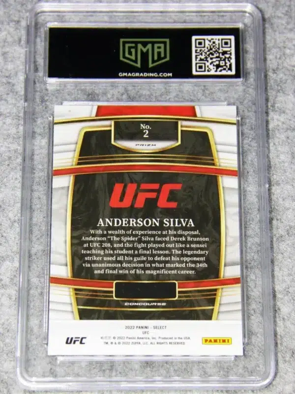 2022 Anderson Silva #2 Panini Select UFC Concourse Green Purple Prizm - back
