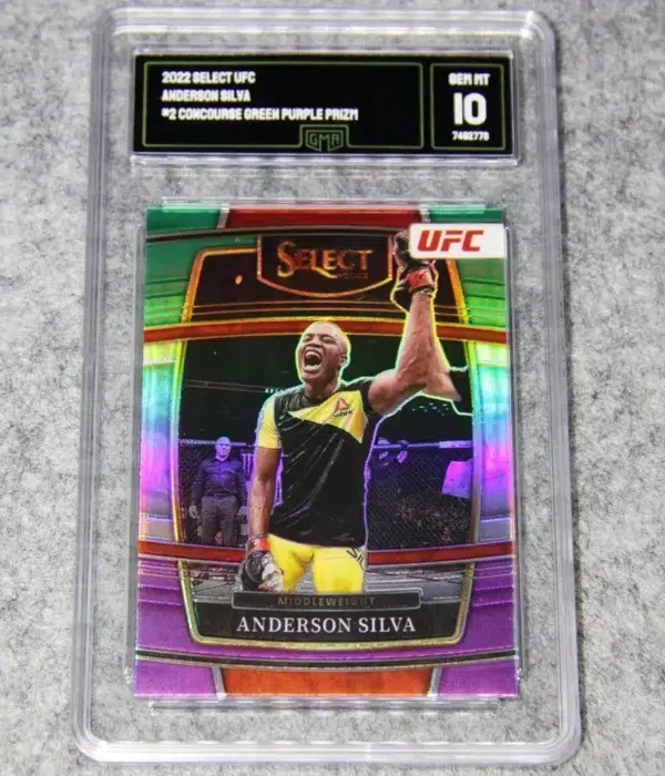 2022 Anderson Silva #2 Panini Select UFC Concourse Green Purple Prizm - front
