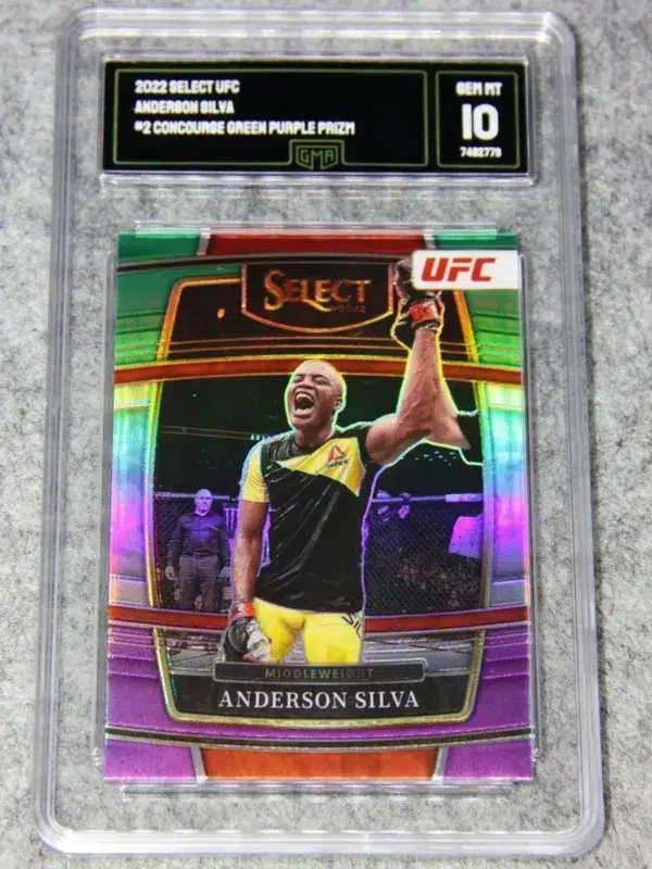 2022 Anderson Silva #2 Panini Select UFC Concourse Green Purple Prizm - front