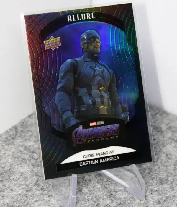2022 Chris Evans as Captain America #92 Upper Deck Marvel Allure Avengers Endgame Black Rainbow - stand