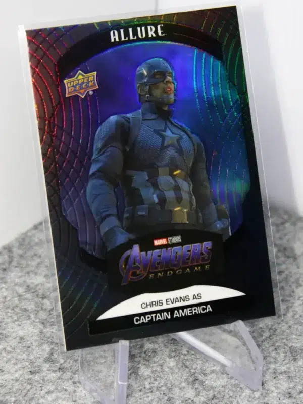 2022 Chris Evans as Captain America #92 Upper Deck Marvel Allure Avengers Endgame Black Rainbow - stand
