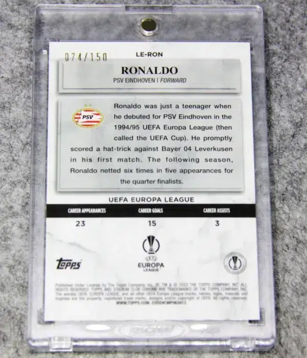 2022 Ronaldo #LE-RON Topps Stadium Club Chrome UEFA Competitions Pink Wave SN#74 - back