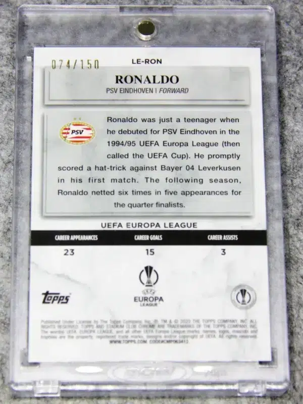 2022 Ronaldo #LE-RON Topps Stadium Club Chrome UEFA Competitions Pink Wave SN#74 - back