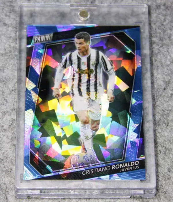 2023 Cristiano Ronaldo #72 Panini The National VIP Gold Pack Blue Sparkle Ice Prizm SN#19 - front