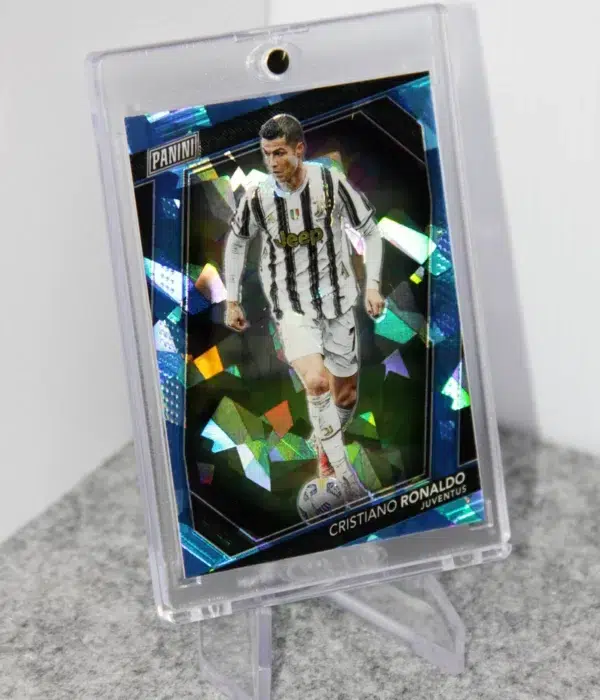 2023 Cristiano Ronaldo #72 Panini The National VIP Gold Pack Blue Sparkle Ice Prizm SN#19 - stand
