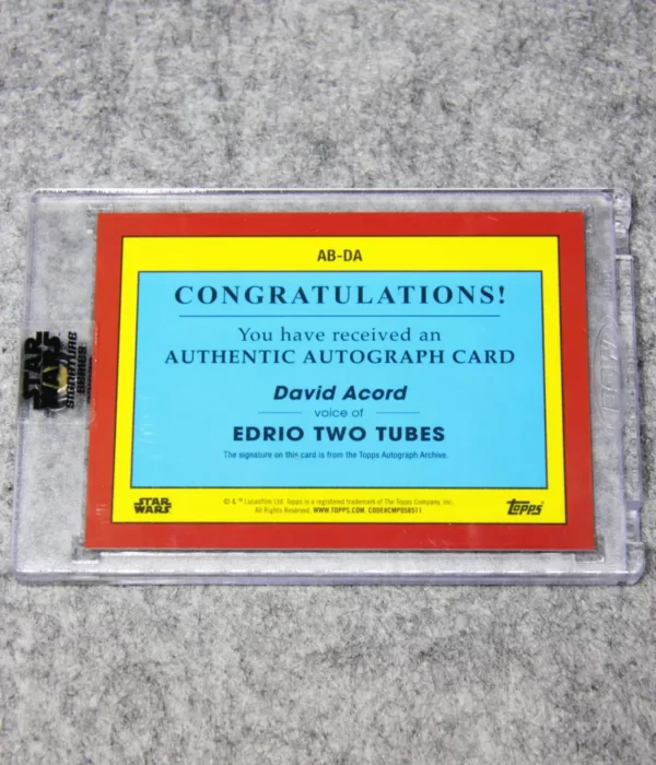2023 David Acord as Edrio Two Tubes #AB-DA Topps Star Wars Signature Series Authentic Autograph - back