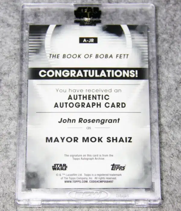 2023 John Rosengrant as Mayor Mok Shaiz #A-JR Topps Star Wars The Book of Boba Fett Authentic Autograph - back