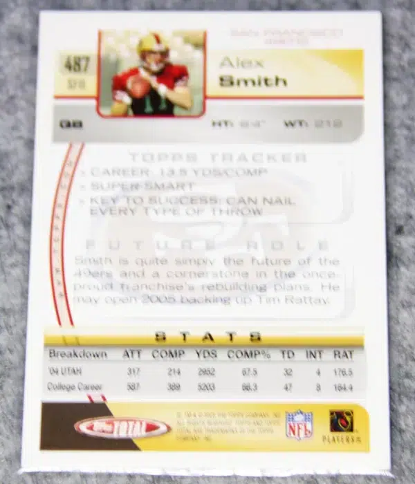 2005 Alex Smith #487 Topps Total RC - back