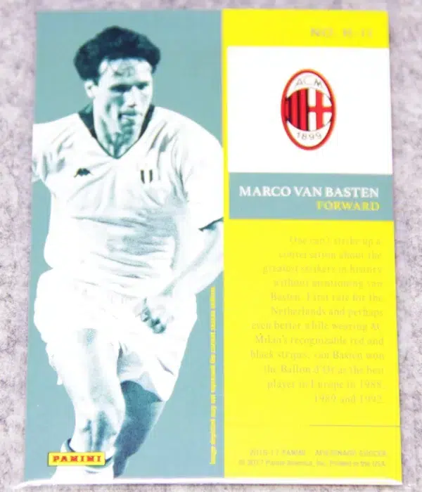 2016-17 Marco van Basten #H-11 Panini Aficionado Heroes AC Milan - back