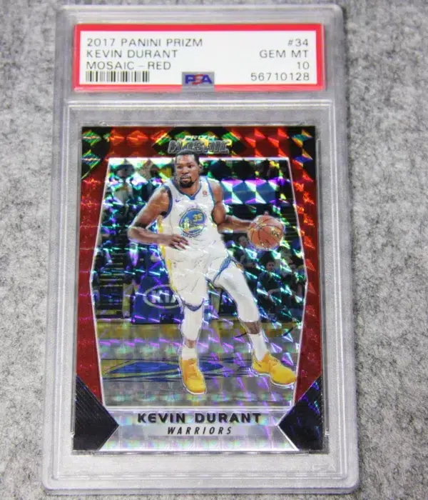 2017-18 Kevin Durant #34 Panini Prizm Mosaic Red Parallel PSA 10 GEM MT - front
