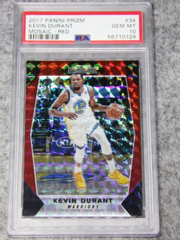 2017-18 Kevin Durant #34 Panini Prizm Mosaic Red Parallel PSA 10 GEM MT - front