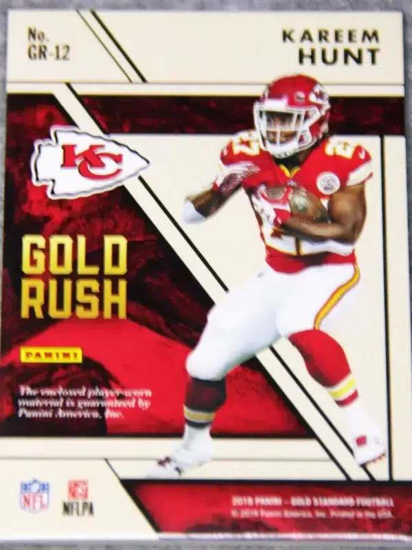 2018 Kareem Hunt #GR-12 Panini Gold Standard Gold Rush Patch Prime SN#39 - back