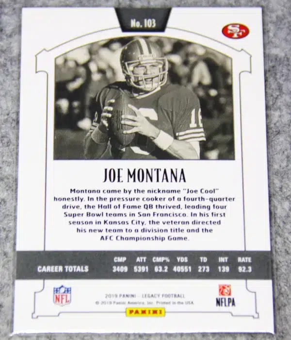 2019 Joe Montana #103 Panini Legacy - back